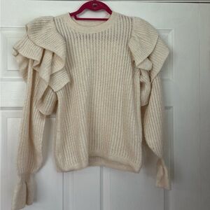 Rachel Parcell Cream Ruffled Sweater